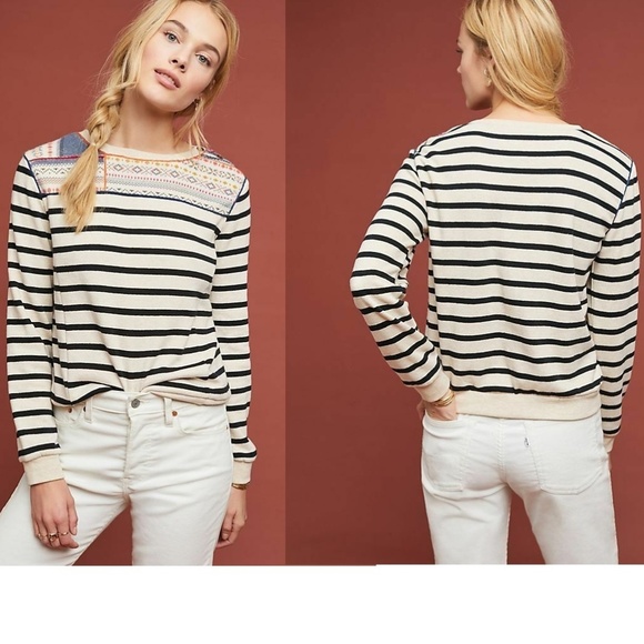Anthropologie Tops - Anthropologie Finn Striped Pullover Top new SIZE LP PL petite size